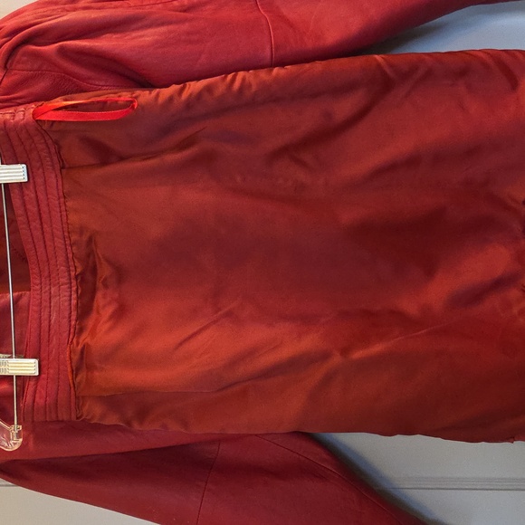 Brass Plum Nordstom Red Leather Jacket And Skirt Size P - Picture 15 of 16